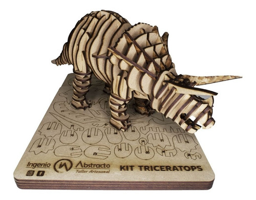 Rompecabezas 3d En Madera, Diseño Triceratops