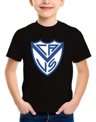 Remera Niño Velez Sarsfield Personalizada Algodón Negra 