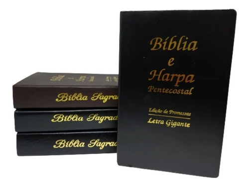 Kit  5 Bíblia Sagrada Letra Gigante Com Harpa Atacado