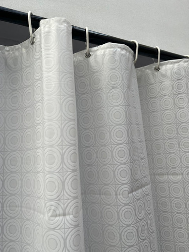 Cortina Plástica Baño Doble Con Protector Interno Y Ganchos Blanco Vitreaux