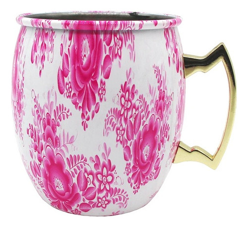 Mug Vasos 550ml Coctel Mojito Moscow Color Rosa Aluminio