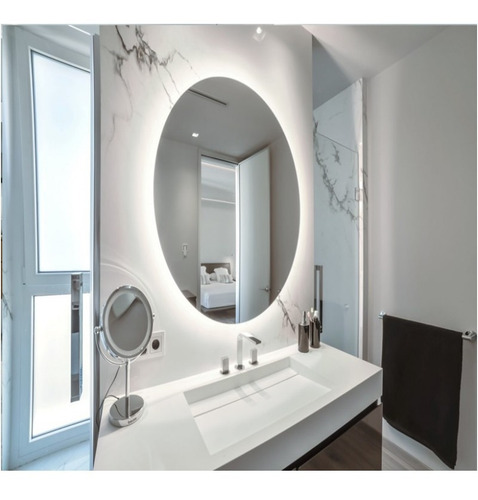 Imagen 5 de 8 de Espejo Luz Led 60 Cm Diam Redondo Para Baño Accesorios Caba