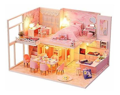 Casa Para Muñecas, Juguet Wyd Pink Loft Mini Doll House Buil
