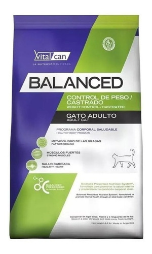 Vitalcan Balanced Gato Control Peso/castrados X 7.5 Kg.