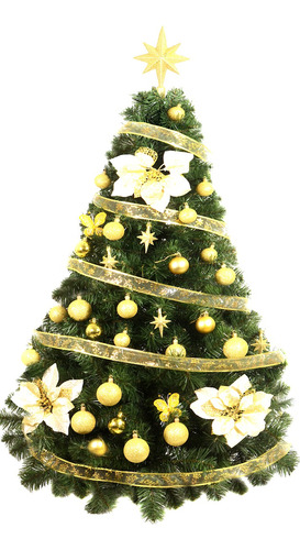 Árbol De Navidad Premium 1,30 Con Kit Oro 36 Pzas. - Sheshu