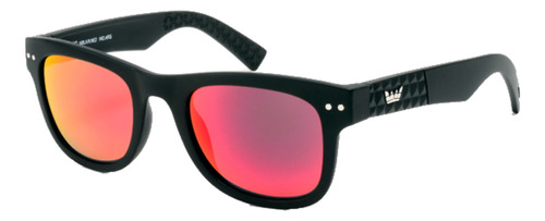 Anteojos de sol Vulk NYC con marco de g-flex color negro mate, lente roja de policarbonato espejada, varilla negra mate de g-flex - 570