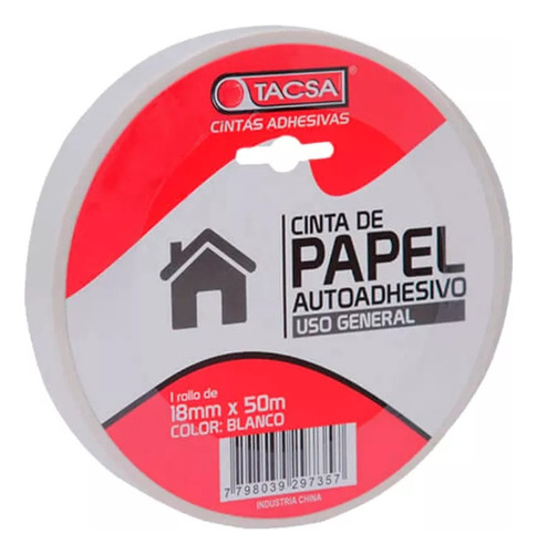 Cinta De Papel Enmascarar 12 Mm X 50 Mts Tacsa 