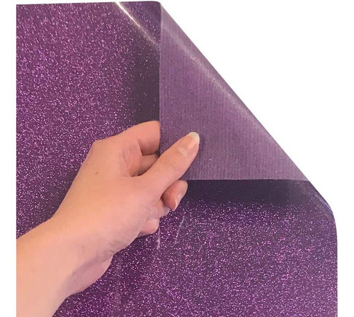Imagen 3 de 10 de Vinilo Textil Termotransferible Glitter 30 X 100 Cm Violeta