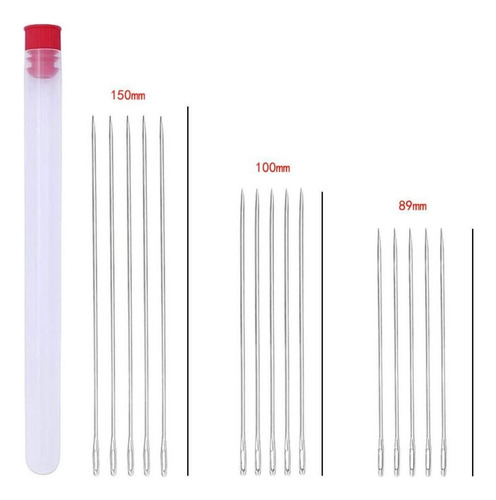 15 Piezas De Agujas De Ojo Grandes Extra Largas Para Coser A