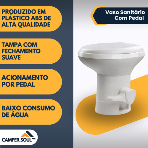 Vaso Sanitário Fixo Perfil Alto Banheiro Motorhome Trailer