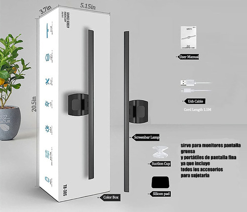 Imagen 6 de 7 de Lampara Para Portátil O Monitor Para Iluminar Teclado Grande