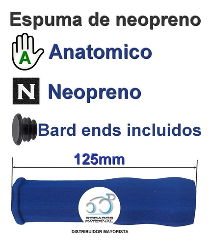 Imagen 3 de 6 de Puño De Bicicleta Espuma De Neopreno Foam Azul 305 Elements