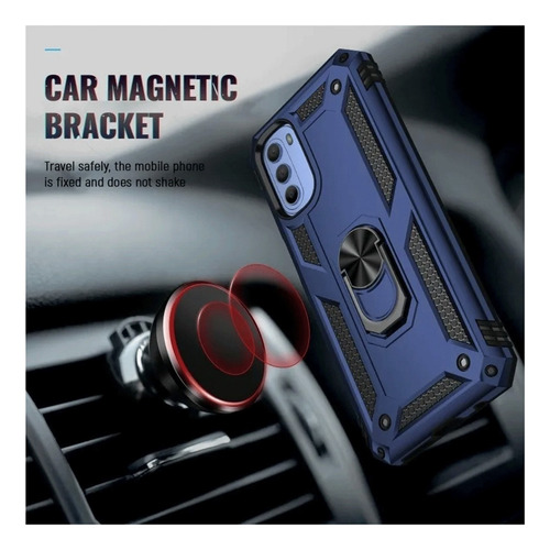 Funda Reforzada Con Anillo Para Modelos De Motorola Azul Moto G60s