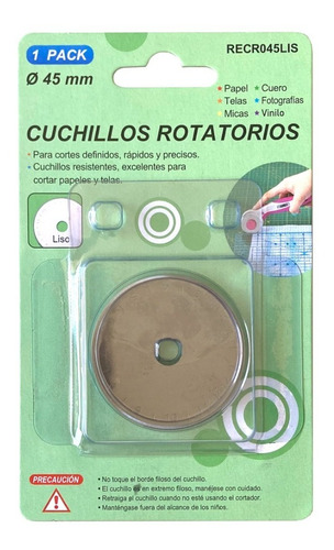Repuesto Cuchillo Rotatorio 45mm Liso Roller Cutter