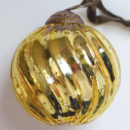 Juego De 4 Adornos Dorados De Vidrio Para Árbol De Navidad