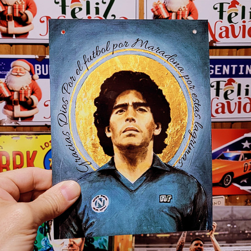 Cartel Chapa Maradona Napoli Napoles Futbol Apto Exterior