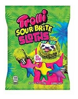 Trolli Sour Brite Sloths Bolsa De 4.25 Oz, Perezosos Enlazab