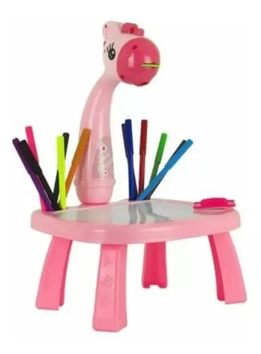 Mesa projetor infantil de desenho dinossauro (rosa)