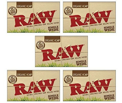 Papel De Fumar Raw Orgánico Hemp Doble Ventana, 5 Packs.