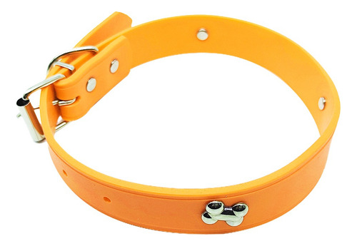 Collar Silicona Perro Huesito 54x2,5cm Premium Color Marrón Claro Huesos Tamaño Del Collar L
