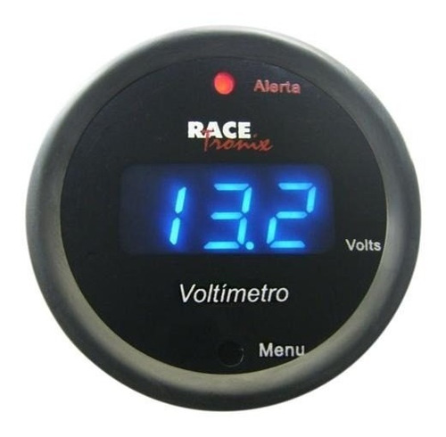 Voltímetro Automotivo Digital Azul 52mm  Luz De Alerta