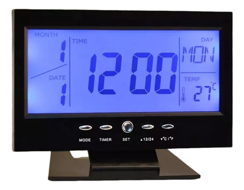 Relógio De Mesa Digital Despertador Temperatura - Preto
