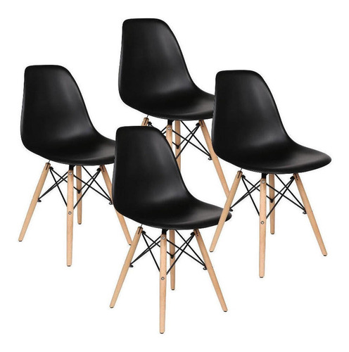 Pack De 4 Sillas Eames Negra