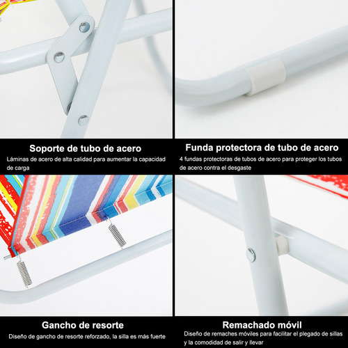 Silla Plegable Para Playa Portátil Con Reposabrazos 2 Pz, Con Asiento Y Respaldo De Lona,asientos Cómodos Con Resorte Gmdr