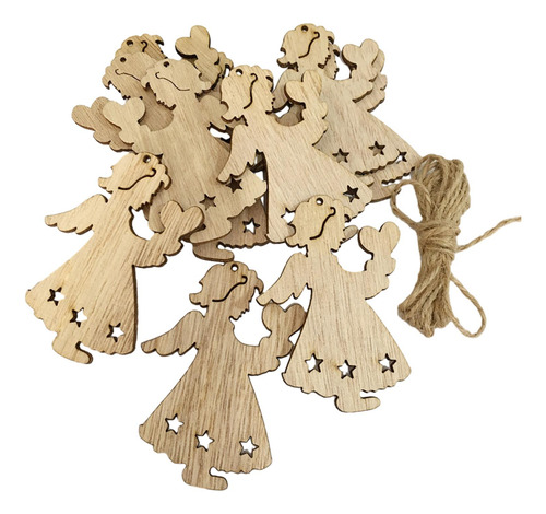 4 Paquete De 2-6 10x Rebanadas De Madera Navideñas Ángel