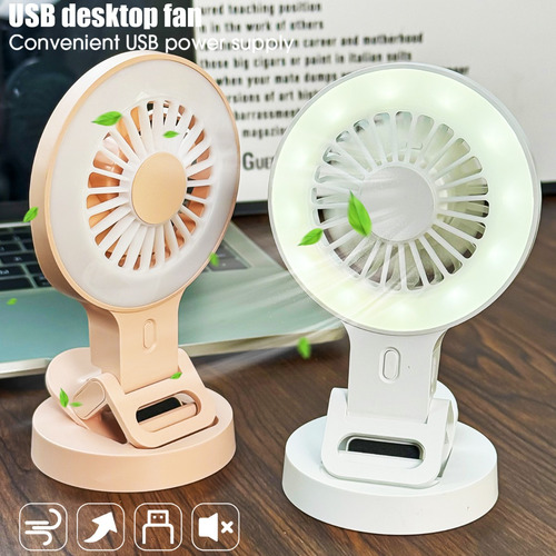 Mini Ventilador Portátil Recargable Con Clip Con Luz Led, 2