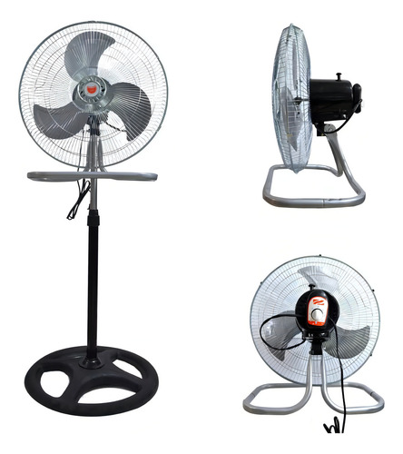 Ventilador De Pie Y Piso 2 En 1 Plateado 3 Aspas 18 Fs-450 Diámetro 18