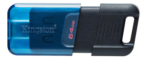 Memoria Usb-c Kingston Datatraveler 80 M 64gb 200mb/s Color Negro/azul Liso