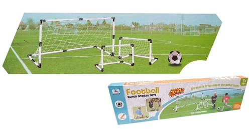 Mini Canchas Futbol Niños Balón Mallas Inflador Kit Set 2en1