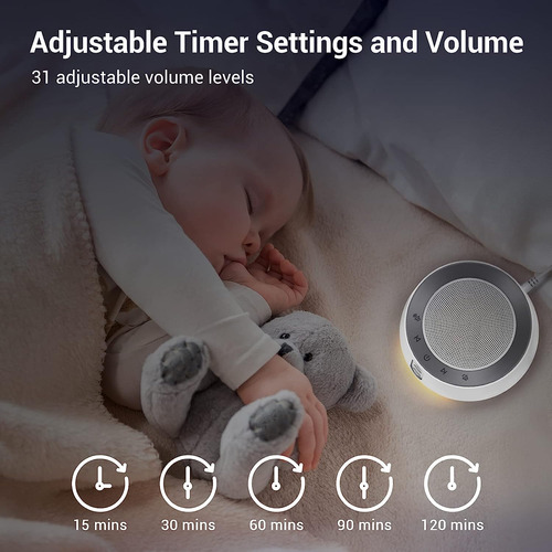 Bgoverss White Noise Sound Machine Con 14 Sonidos Relajantes
