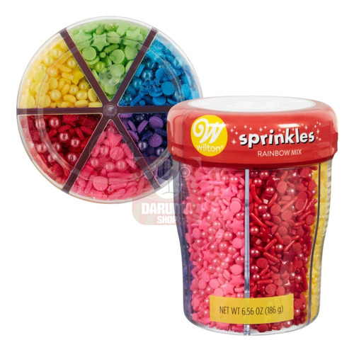 Sprinkles Rainbow Mix 6 Celdas Con Tapa Giratoria Wilton