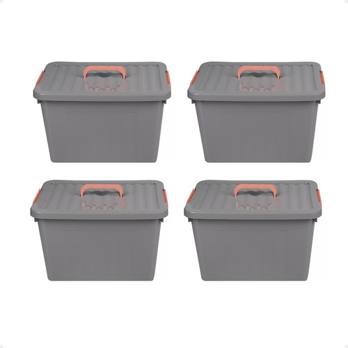 Set X4 Cajas Organizadoras Apilables Chica 26x19x15 6 Litros