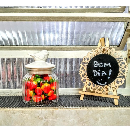 Pote Para Mantimentos Vidro Enfeite De Passarinho Cozinhas Cor Branco
