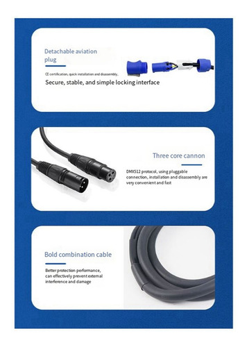 2 Cables Dmx Powercon, Combinación De Conector Powercon Y Dm