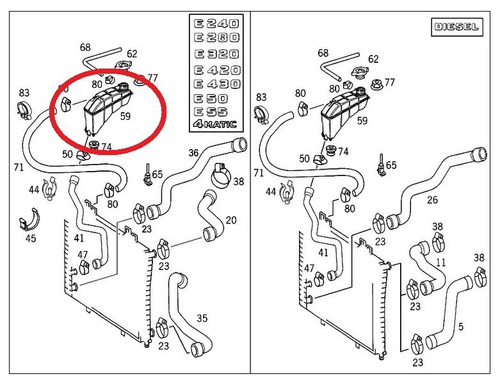 Reservatório De Água Do Radiador Mercedes E270 1995 A 2003