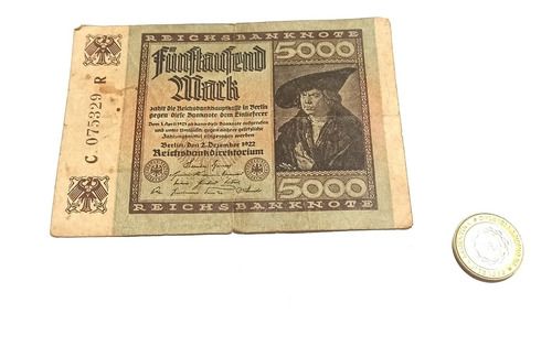 Billete Antiguo Aleman 5000 Marcos - Numismatica