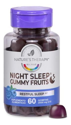 Night Sleep Gummy Fruits, Para Adultos, 100% Natural Nature´s therapy® Sabor Mora