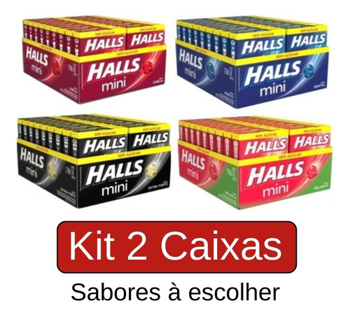 Kit 2 Cxs Bala Halls Mini Sem Açucar 18p - Envie Sua Escolha