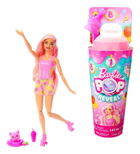 Barbie Pop Reveal Serie Frutas Limonada Fresas 8 Sorpresas