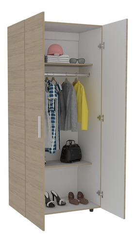 Closet Carlota, Beige y Blanco, con Dos Puertas Abatibles