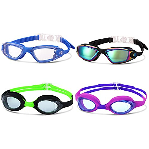 Romoc 4 Pack Kids Swim Goggles Edades 6-14 Protección G2fxe