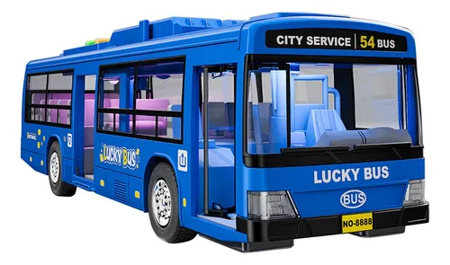 Autobús De Juguete Con Luces, Sonidos Y Puertas Que Se Abren, Para Niños De 1 Año En Adelante, Con Neumáticos Realistas Y Movimiento Por Fricción, Color Azul
