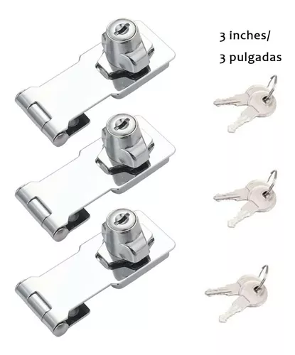 Paquete de 2 cerrojos con llave, perilla giratoria, cerrojo de bloqueo con  llave para puertas pequeñas, gabinetes y más, acero inoxidable, cerrojo de