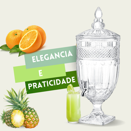 Suqueira De Vidro Água Saborizada Suco Licor Jarra 5 L Class Água
