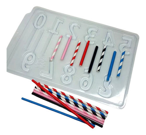 Kit 5 Formas Acetato Confeitaria Velas Numeros Chocolate Bwb Cor Prateado