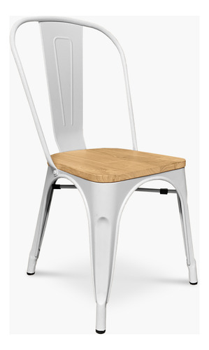Pack 4 Sillas Tolix Asiento Madera Blanco Form
